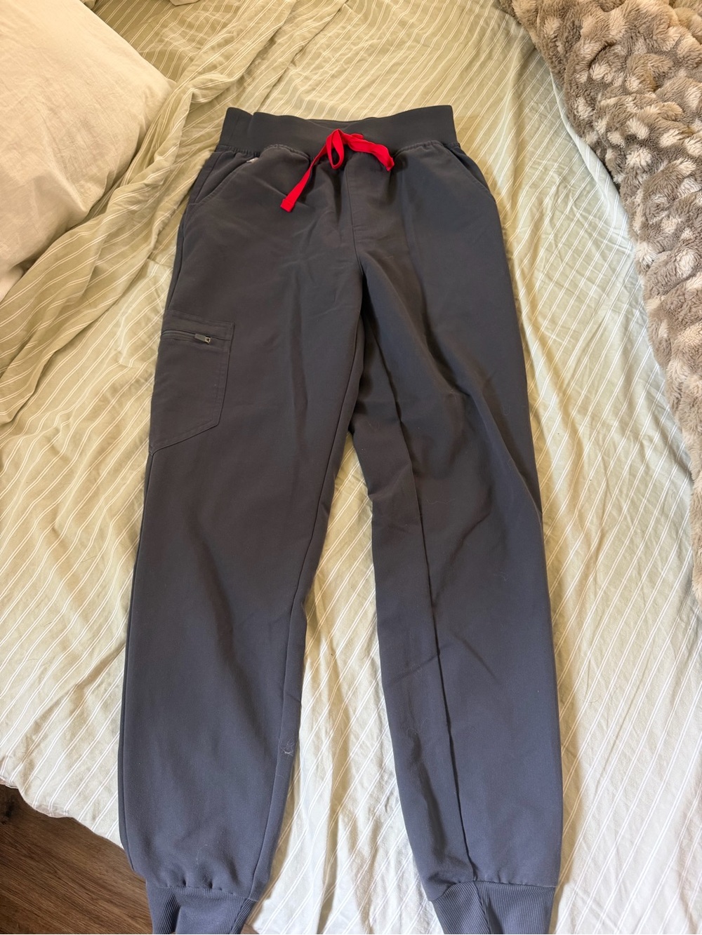 Figs Charcoal Track Joggers with Red Drawstring